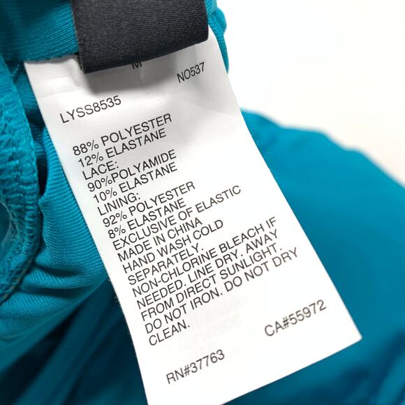 Laundry By Design Women's Size Medium Halter Lace Trim Bikini Top Teal - Picture 5 of 5